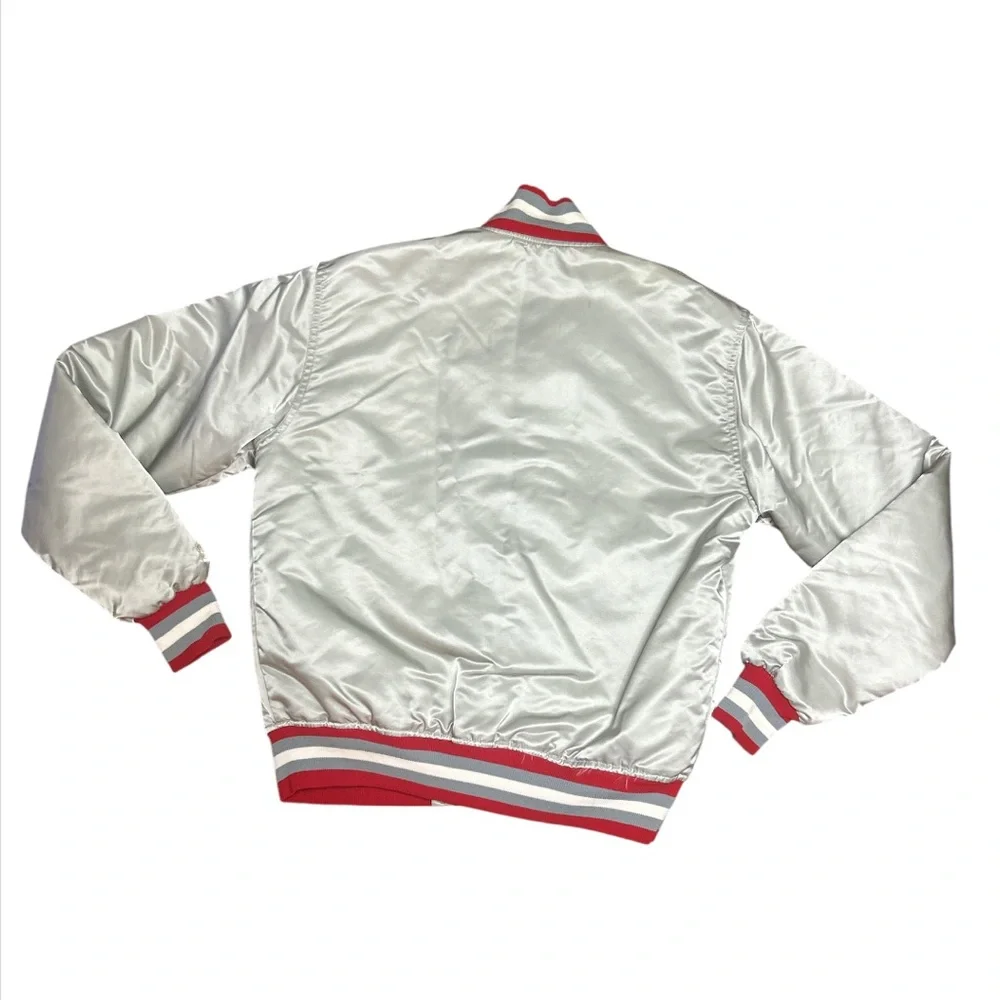 Vintage Ohio State University Satin Starter Jacket Size:M Color:Silver/Red/wht